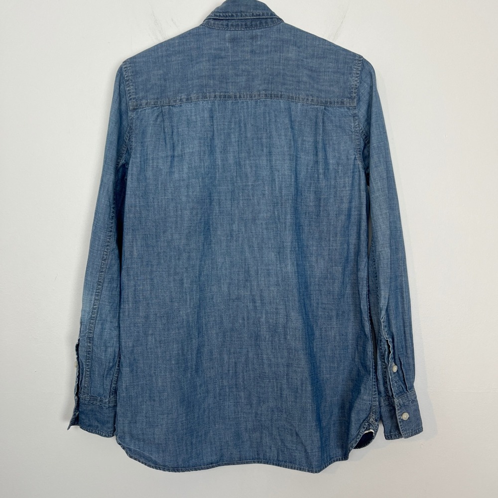 J.Crew Womens Blue Cotton Chambray Button Down Shirt Long Sleeve Size 0 - Picture 9 of 9